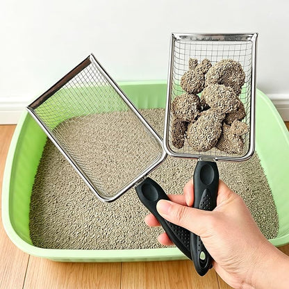 2 Pack Cat Litter Scoop with 3.8mm & 5mm Mesh – Stainless Steel Kitten Litter - Image 3