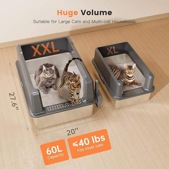 WoofiGo XXL Stainless Steel Cat Litter Box - Image 2