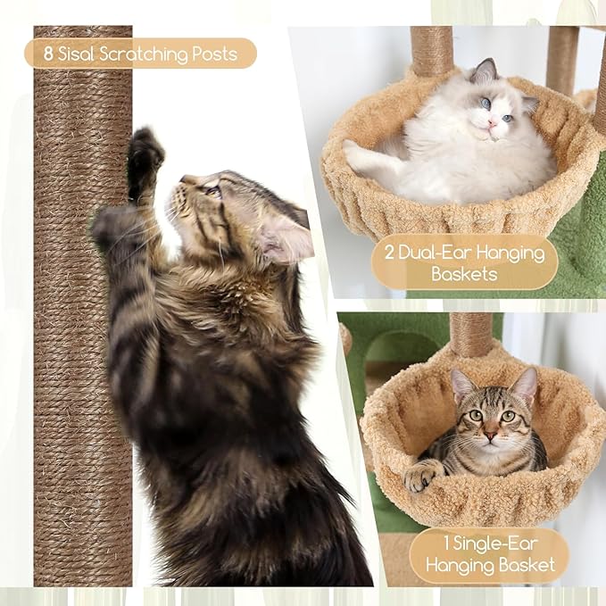 Globlazer Extra Large Cactus Cat Tree Tower, 82in Tall Heavy Duty Cat Tree - Image 4