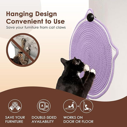Letalong Cat Scratcher Mat, Natural Cotton Rope Cat Scratch Pad, 15.7'' Round - Image 4