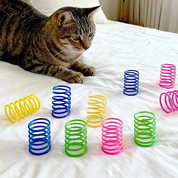 Cat Springs Toys 60 Packs for Indoor Cats, Colorful & Durable Plastic Spring - Image 7