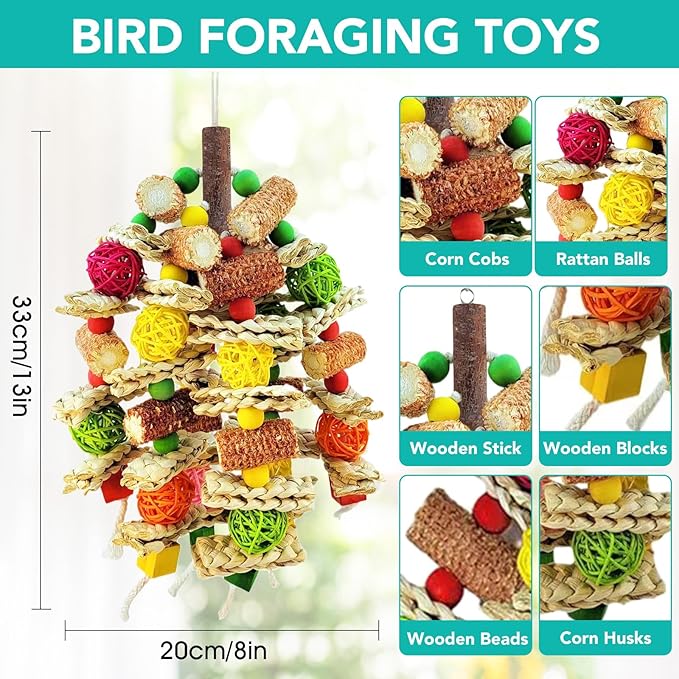 Parrot Chew Toy, Natural Material Bird Foraging Toy - Image 2
