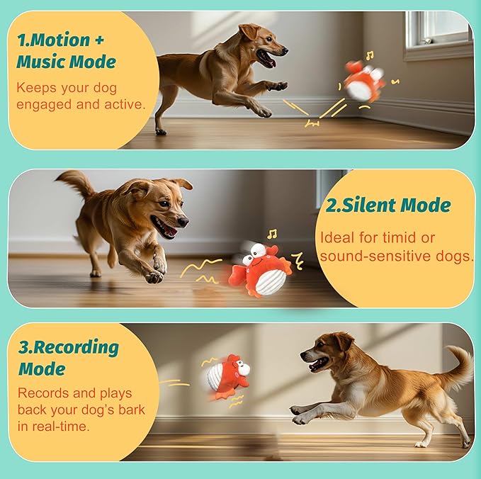 GUKCO Crab Interactive Dog Toys – Rechargeable Self-Play Toy - Image 2