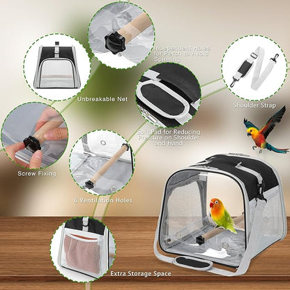 Small Bird Carrier, Large Window Travel Cage - Image 3
