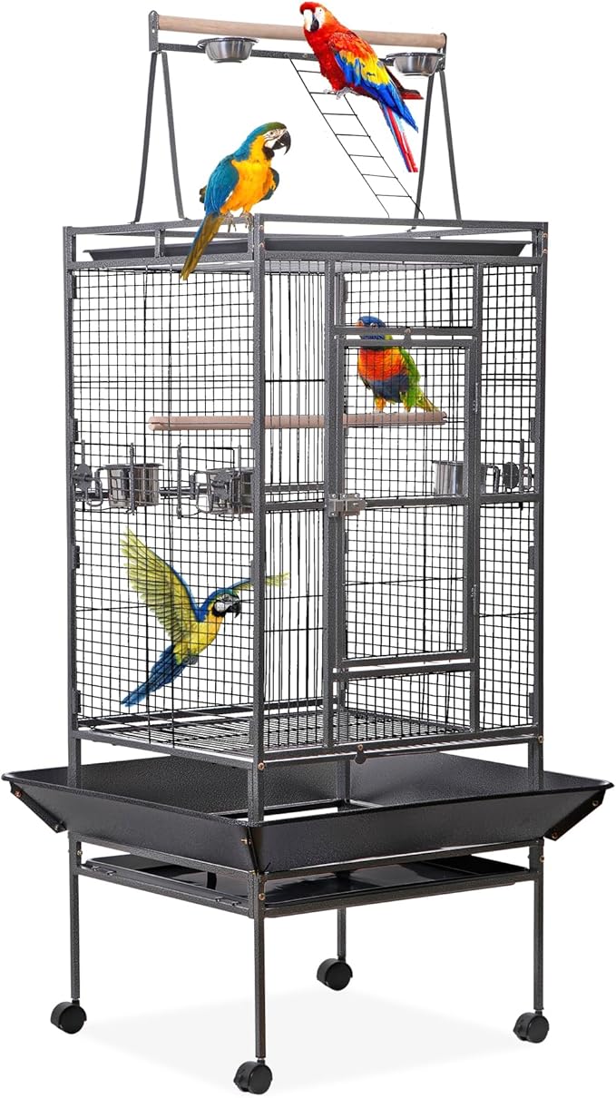 HSM 68 Inch Wrought Iron Large Bird Flight Cage by Unknown