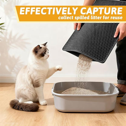 Pieviev Cat Litter Mat Double Layer Waterproof Urine Proof Trapping Mat 1 Pack) - Image 3