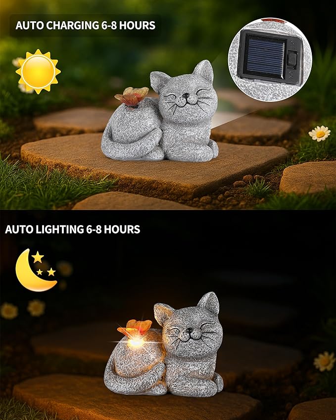 GoGnome Solar Cat Garden Statue - Image 2