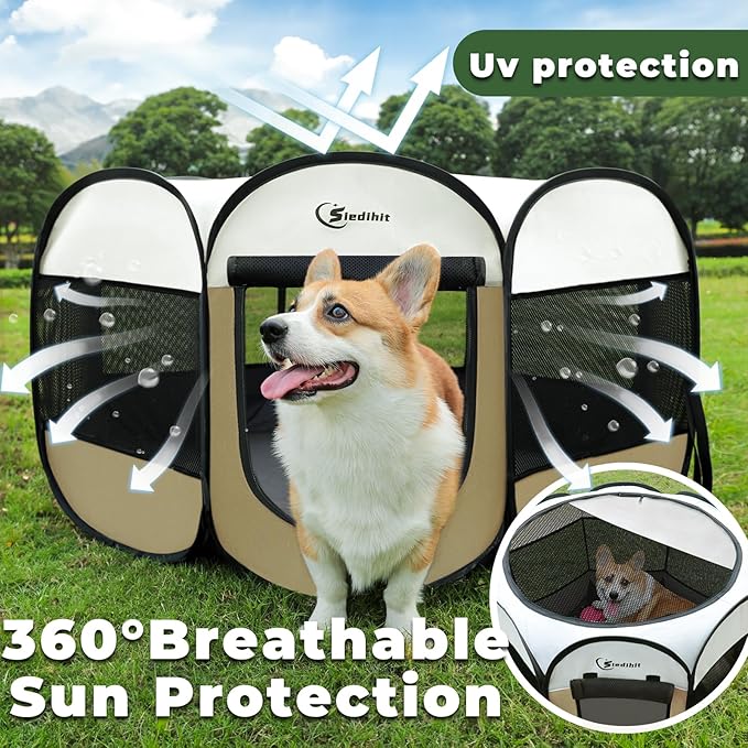 Siedihit Dog Cat Playpen, Medium Puppy Pet Playpen, Dog Crate Tent Cage - Image 5