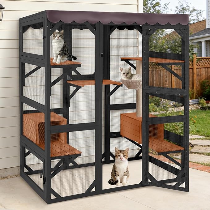 70.1’’ Large Catio Outdoor Cat Enclosure, Weatherproof Walk-in Cat Cage by JQC