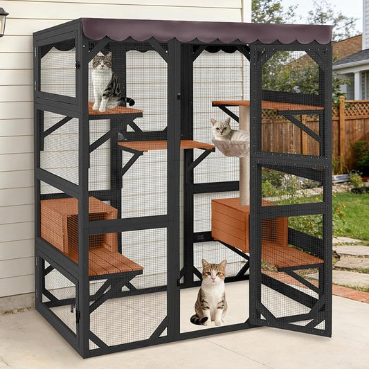 70.1’’ Large Catio Outdoor Cat Enclosure, Weatherproof Walk-in Cat Cage by JQC