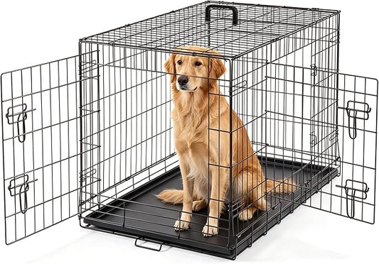 DUMOS Dog Crate, 36 Inch Medium Double Door Dog Cage by DumosLifestyle
