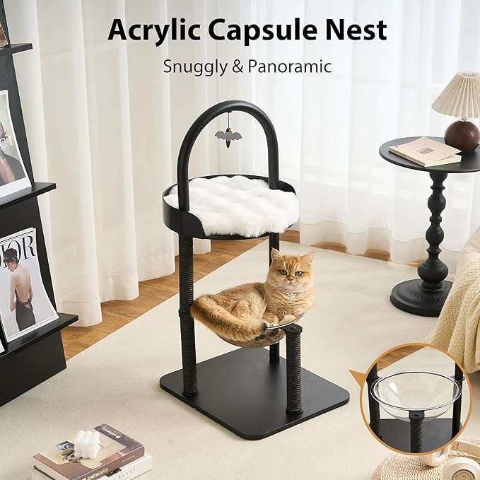 34" Modern Cat Tree Furniture, Minimalist Metal Frame Cat Tower - Image 3