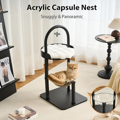 34" Modern Cat Tree Furniture, Minimalist Metal Frame Cat Tower - Image 3
