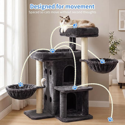 Heybly Cat Tree with Reinforced Big Base, 41.3-Inch Sturdy Cat Tower - Image 8