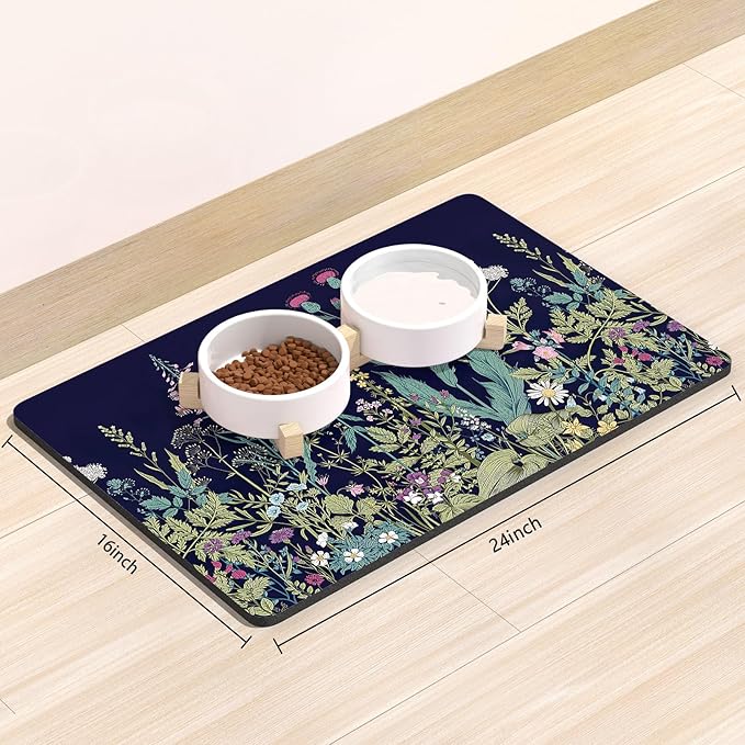 Rnivvi Dog Food Mat, Cute Anti-Slip Rubber Pet Feeding Rug Protect Floors - Image 2