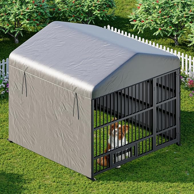 HOOBRO Dog Kennel Outdoor with Cover, 6.6 x 6.6 x 6.4 ft Dog Kennel Outside - Image 4