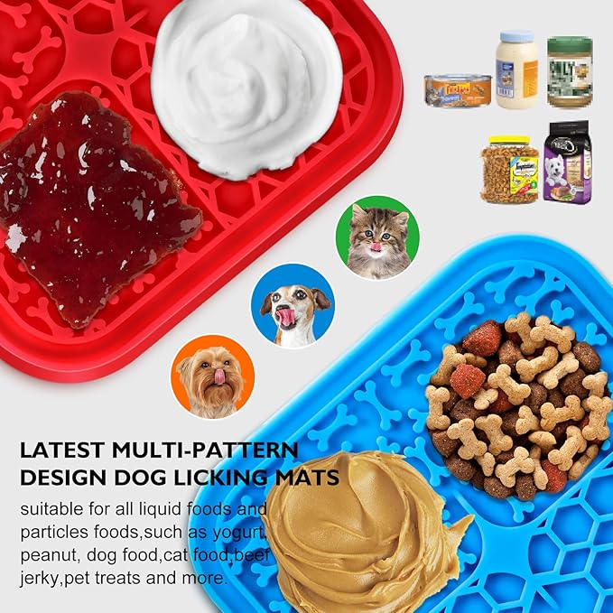 4 Pack Lick Mat for Dogs, Dog Slow Feeder Dowl Mat for Bathing Grooming Nailing - Image 4