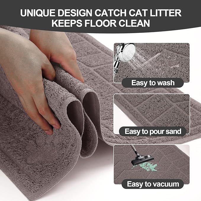 Cat Litter Mat, Litter Trapping Mat Soft on Kitty Paws, Waterproof, Easy Clean - Image 3