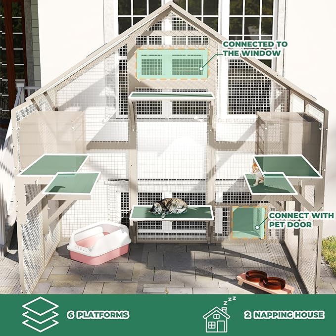 71" H Catio Outdoor Cat Enclosure Weatherproof, Large Walk-in Cat House - Image 3