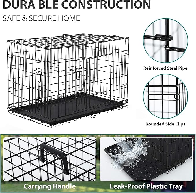 Dog Crate, 42 inch, Collapsible Metal Dog Crate - Image 4
