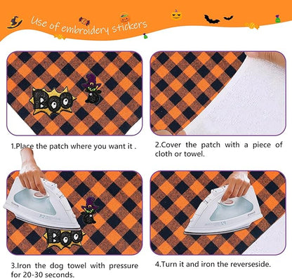 Dog Bandana Plaid, Boo & Witch Cat Embroidery Patches - Image 5