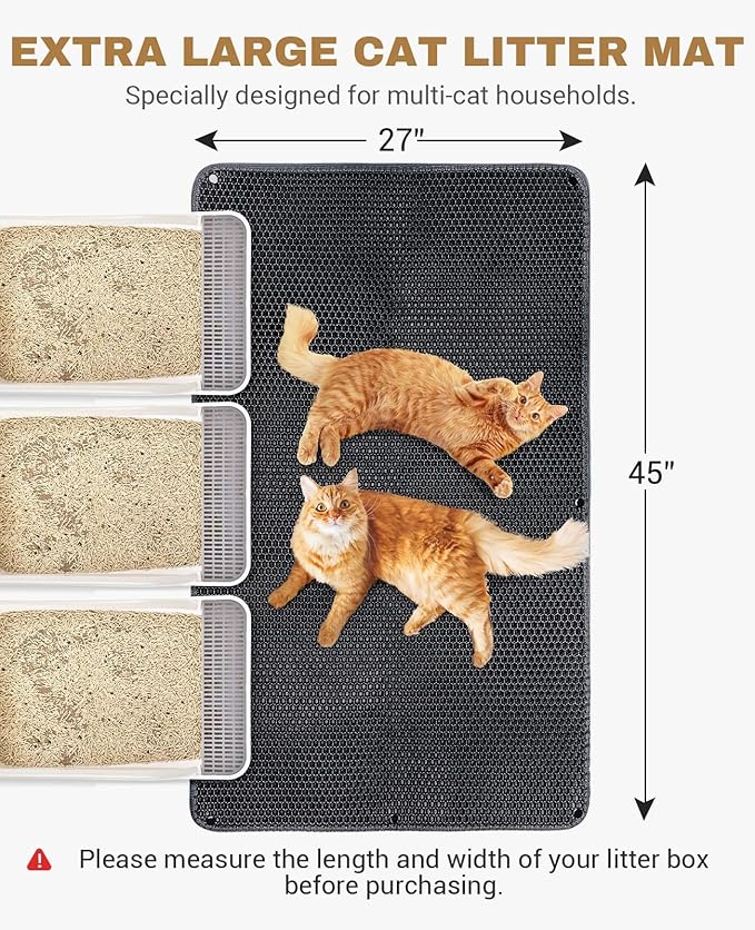Fostanfly Cat Litter Mat, Extra Large XL Honeycomb Scatter Control, Urine & - Image 2
