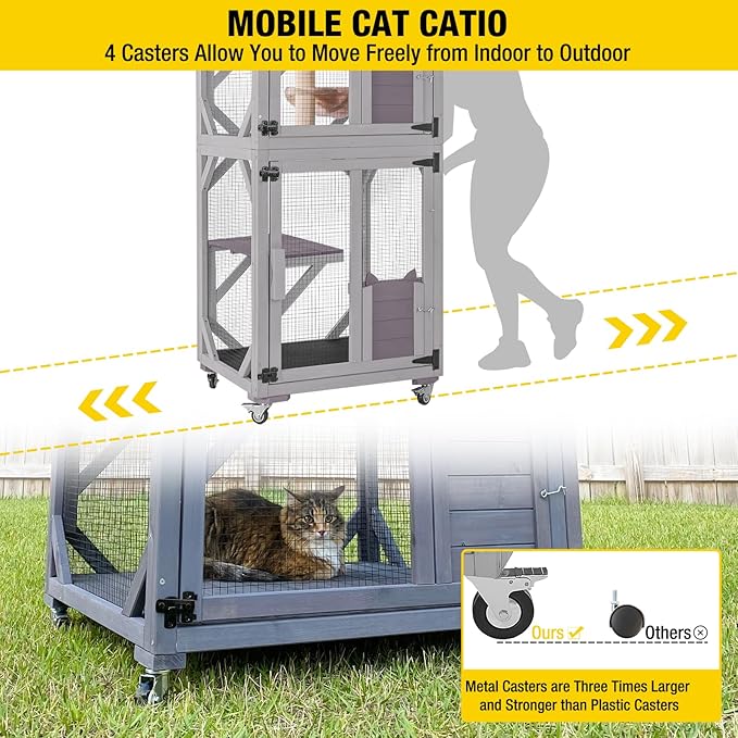 Cat House Outdoor Catio for Catis Mobile Enclosures on Wheels Large Cat Cage - Image 2