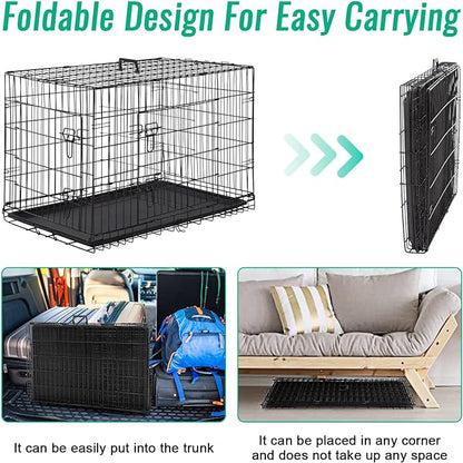 FDW Dog Crate for Large Dogs 42 Inch Folding Metal WirePet Cage Double Door - Image 5