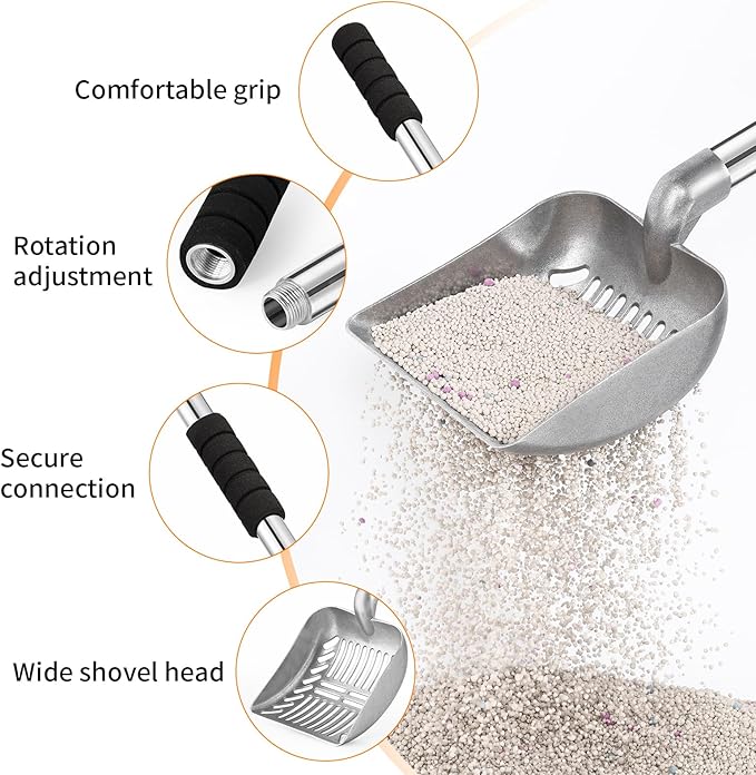 Yangbaga Metal Cat Litter Scoop:Detachable Long Handle Litter Scooper - Image 5