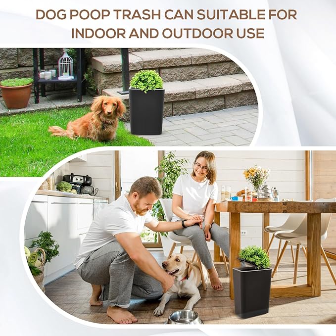 Jingmore Dog Poop Trash Can Outside 2.64 Gal/10 L Plant Styled Dog Waste Trash - Image 5