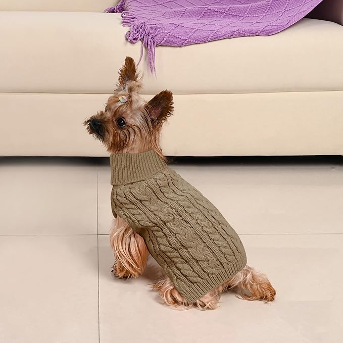 2 Pack Dog Sweaters for Small Dogs Winter Turtleneck Pullover Cable Knit Fleece - Image 7