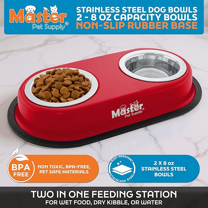 Master Pet Supply Double Dog Bowls Set - Image 2