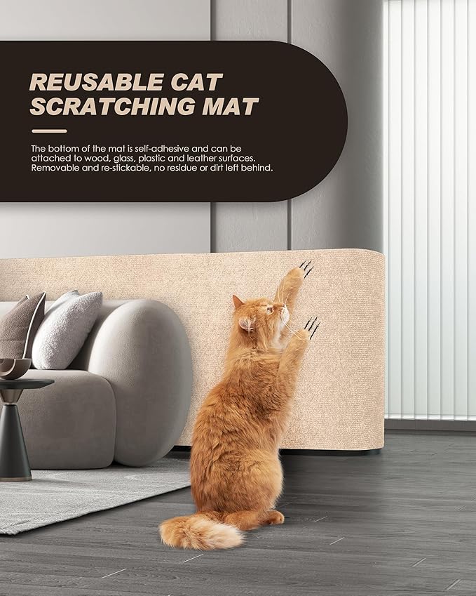 Cat Scratch Furniture Protector, Trimmable Self-Adhesive Carpet, DIY Climb Cat - Image 3