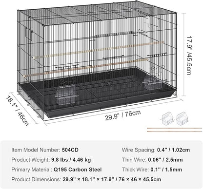 VEVOR 30 Inch Flight Bird Cage, Stackable Bird Cage Parakeet Cage - Image 7