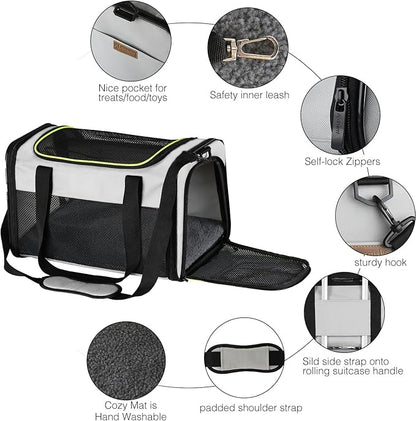 Cat Carrier - Portable Foldable Dog Pet Carrier, Soft-Sided Pet Bag up to 28 Lbs - Image 4