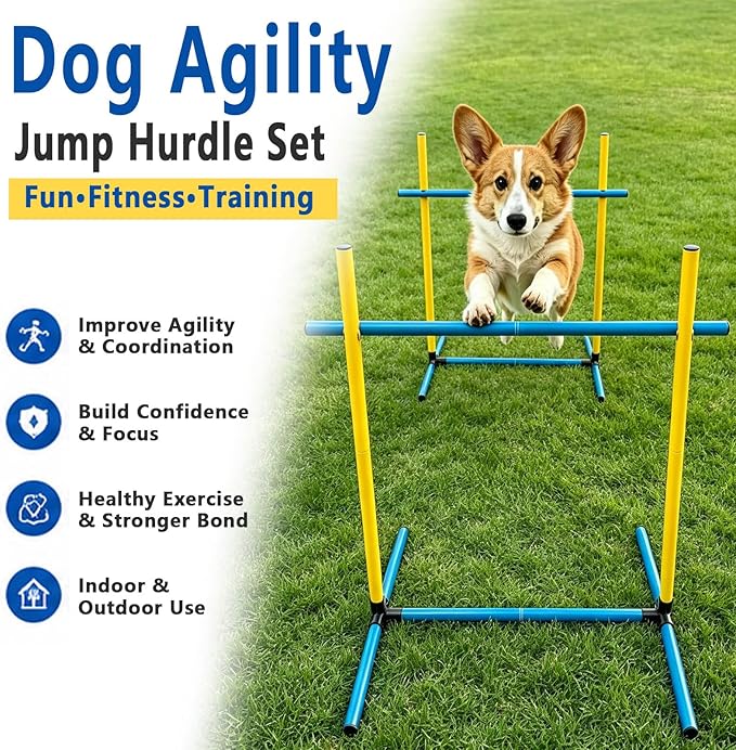 Dog Agility Training Hurdle Set, Adjustable PVC Jump Bars - Image 2