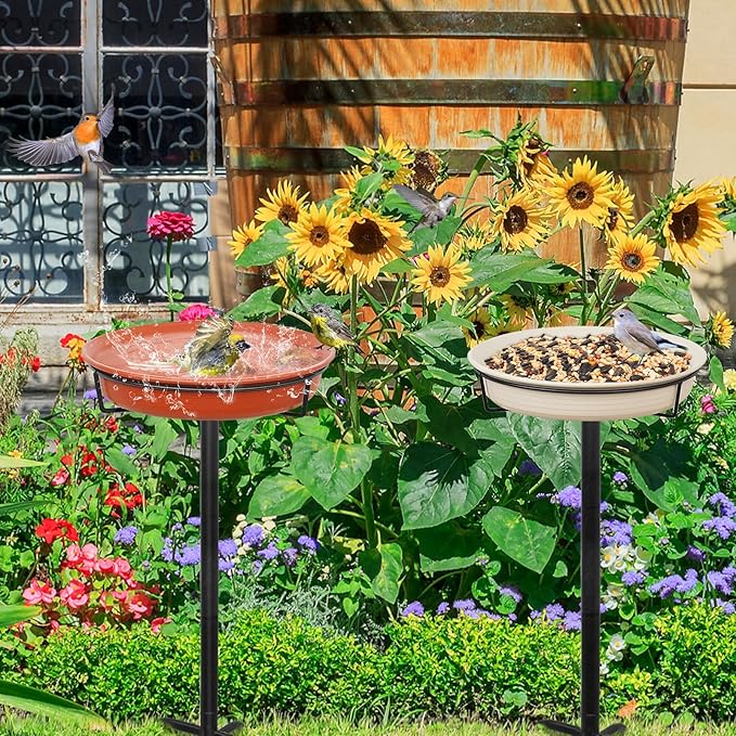 35.5In Freestanding Birdbaths Bowl Outdoor, Standing Garden Bird Bath Bird - Image 5