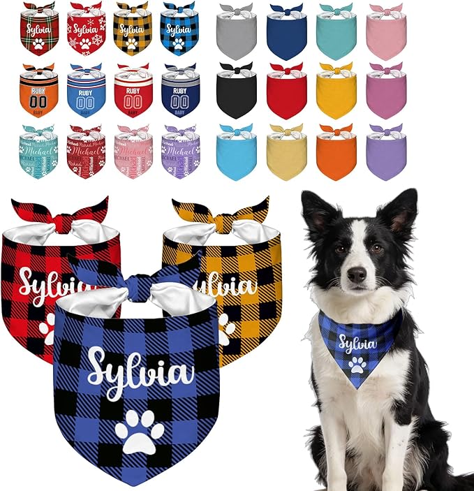 Custom Dog Bandana with Your Own Logo Text Personalized Dog Scarf Triangle Bibs by Roseshore