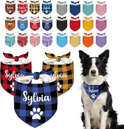 Custom Dog Bandana with Your Own Logo Text Personalized Dog Scarf Triangle Bibs by Roseshore