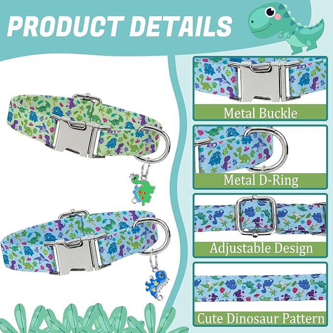 3 Pack Dinosaur Dog Collars for Small Dogs Cute Dog Collars - Image 3