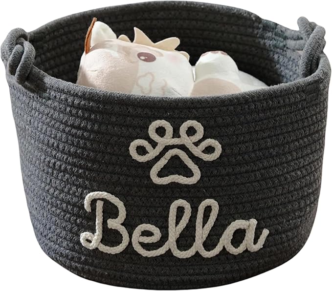 JUPPE Pet Dog Basket with Personalized Name, Dog Toys Storage Organizer Custom - Image 3