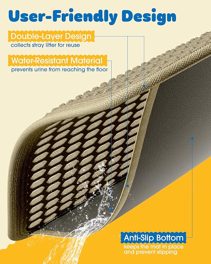 Cat Litter Mat - 30'' x 24'' Large Litter Trapping Mat, Waterproof, Urine-Proof - Image 5