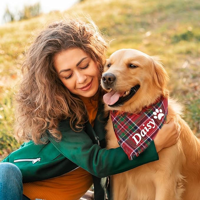Personalized Dog Bandana with Embroidered Name, Custom Pet Scarf - Image 4