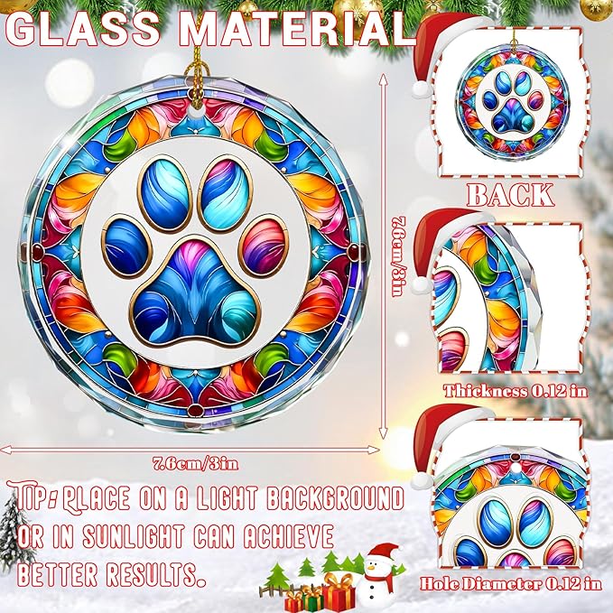 Paw Print Christmas Ornament, Stained Glass Ornaments and Christmas Tree - Image 2