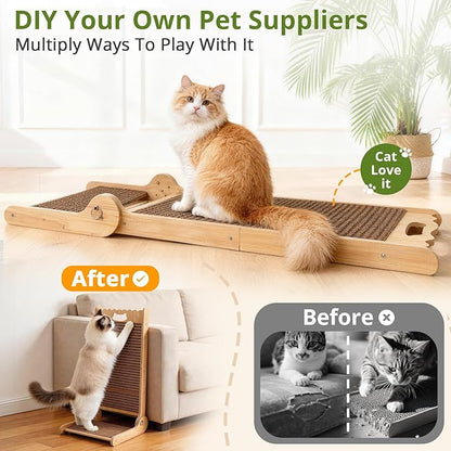 4-in-1 Adjustable Cat Scratch Pad, Nature Cork Scratching mat, 32 inch Foldable - Image 3