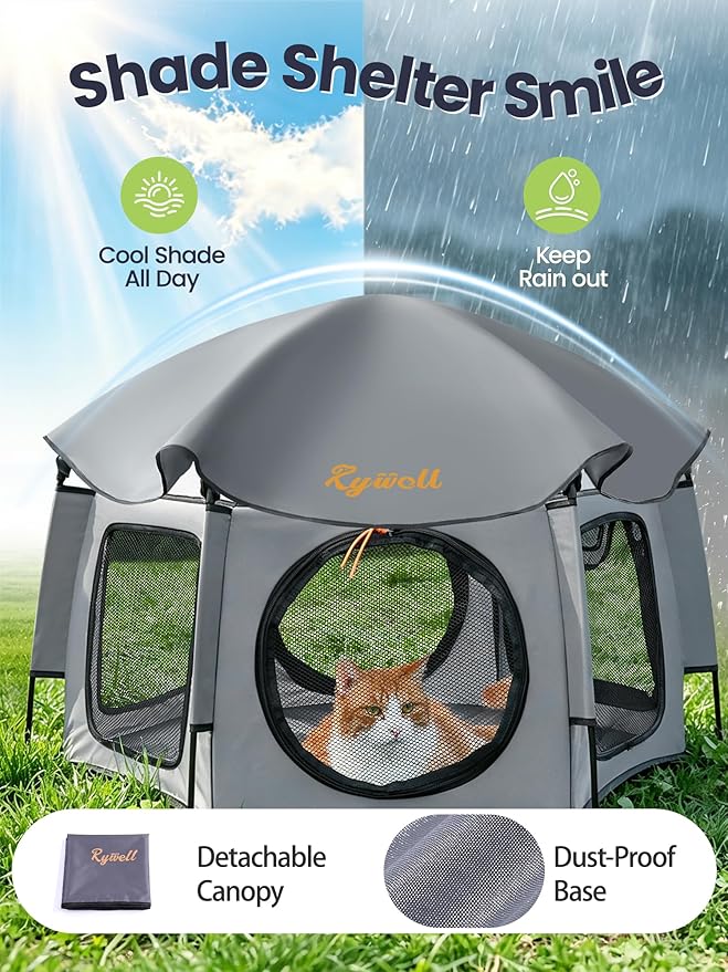Medium Cat Catio Outdoor Cat Enclosure, 35.4" Pop-Up Catio - Image 4