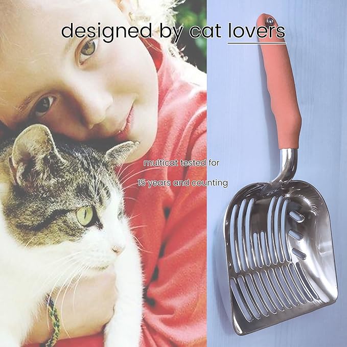 DuraScoop® Premium Multicat Cat Litter Scoop | Solid Metal | Litter Box Tray - Image 6