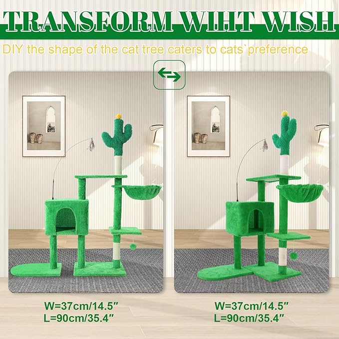Cat Tree Tower with Metal Frame Hammock, Cat Towers with Scratching Post - Image 6
