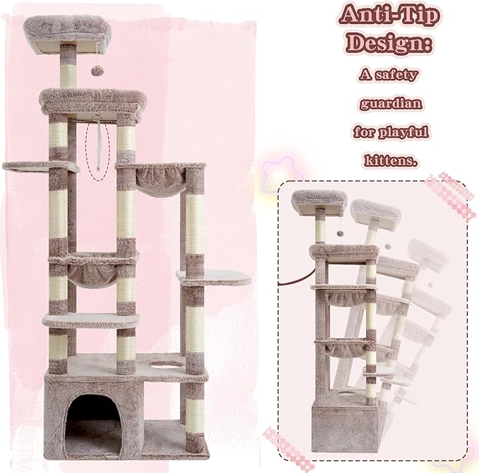 Heybly Cat Tree, 71-Inch Tall Cat Tower - Image 8