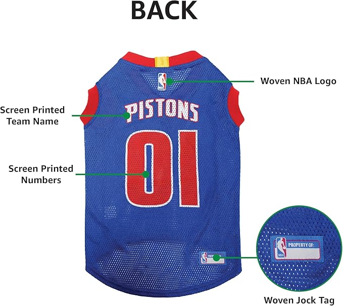 Pets First NBA DETROIT PISTONS DOG Jersey, X-Large - Image 6